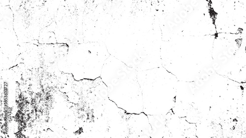Monochrome Distressed Wall Texture Abstract Black and White Grunge Overlay with Cracks