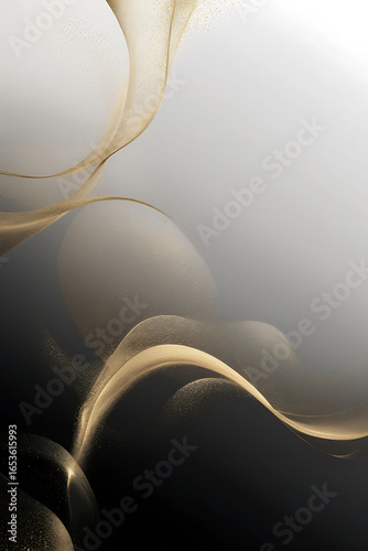 Elegant Abstract Black & Gold Shimmering Gradient Background, AI