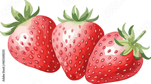 fresh ripe strawberry watercolor fruit