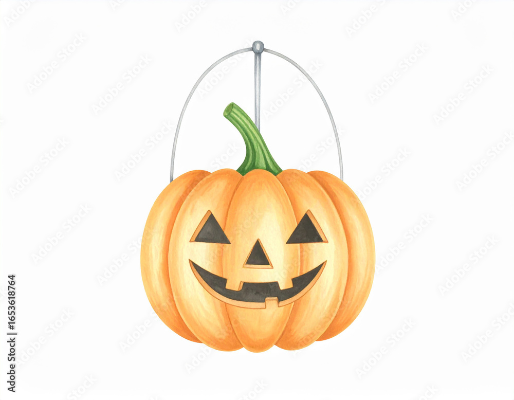 Fototapeta premium ハロウィンのジャック・オー・ランタン 水彩画風