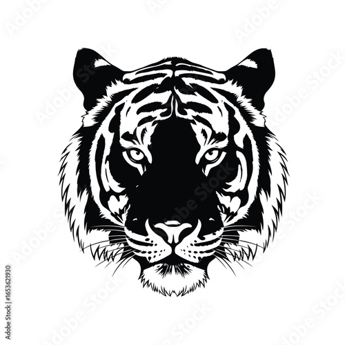 Vector illustration of tiger head illustration isolated on white background