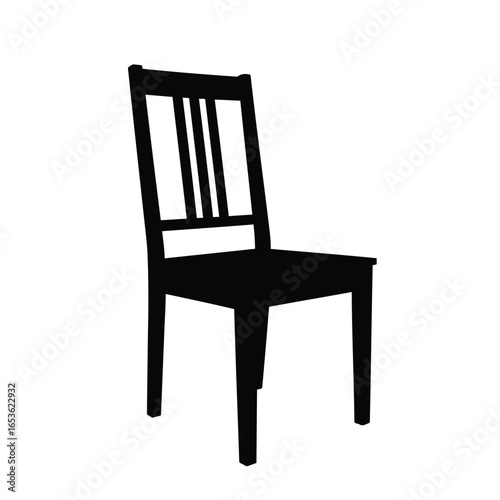 Vector illustration of black silhouette of a wooden chair isolated on white background