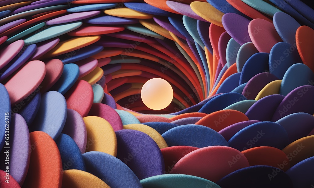 Obraz premium Vibrant Colorful Abstract Swirl Design with Glowing Orb - Perfect for Digital Art, Wallpapers More
