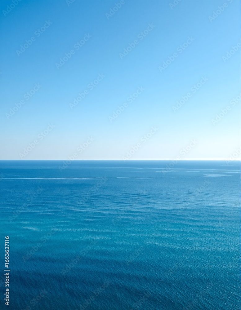 Obraz premium A stunning view of the sparkling ocean from a modern apartment balcony, featuring vibrant blue waters, gentle waves, and a clear sky dotted with fluffy clouds.