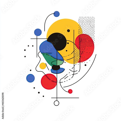 Abstract Geometric Composition: Colorful, Dynamic, and Modern Art