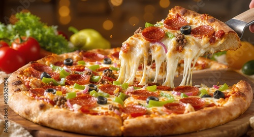 Delicious Meat Lovers Pizza with Melted Cheese Toppings - Order Now!