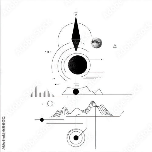 Abstract Geometric Celestial Composition