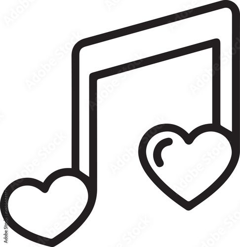 Expressive music note with heart accents for romantic melodies, love songs, and heartfelt compositions – ideal for Valentine's Day promotions