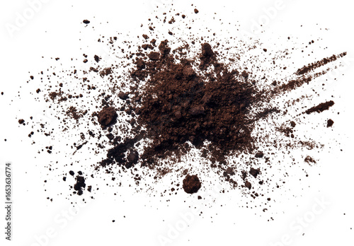 Scattered dark soil isolated on transparent background