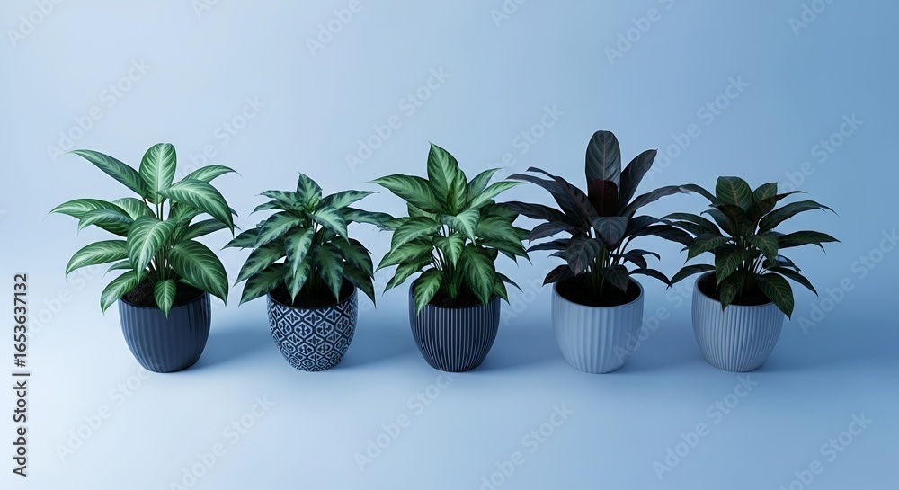 Obraz premium Stylish Potted Plants Modern Home Decor Office Greenery