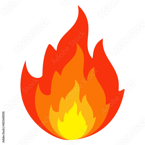 flame illustration, burning fire vector in flat style.