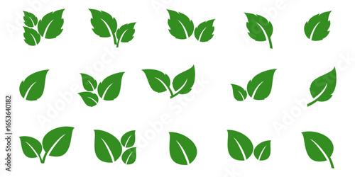 Leaf vector symbol, leaf illustration or leaf emoji in flat style. Spring leaf design, ecological nature theme.