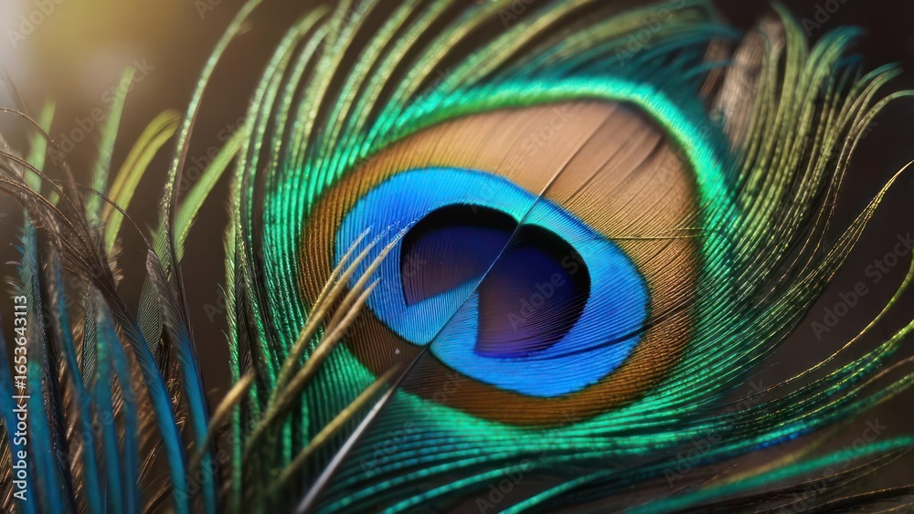 Naklejka premium Peacock feather close-up
