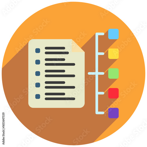 Organize Rounded Color Icon Mini Illustration Icon. Use For Modern Concept, Print, Ui, Ux Kit, Web And App Development. Vector Related To Office, Education, Examination And More
