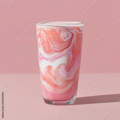 glass of pink latte