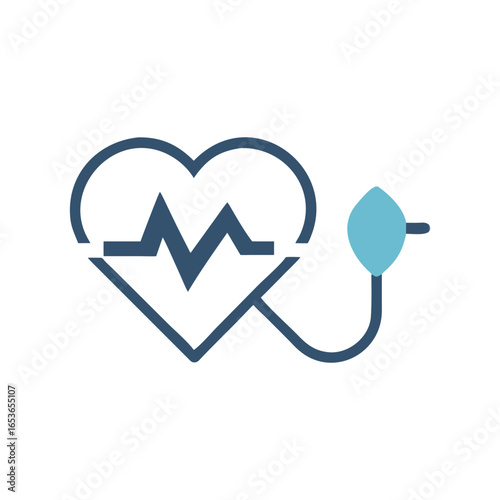 Heartbeat line within a heart shape with stethoscope on white background cardiology