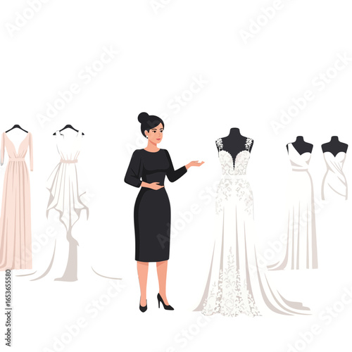 Wallpaper Mural Elegant wedding dress designer presenting her stunning new collection, featuring modern silhouettes and intricate detailing, perfect for bridal boutiques and fashion editorials Torontodigital.ca
