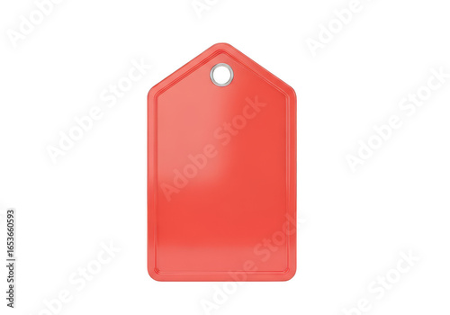 Red rectangular tag with rounded top isolated on transparent background