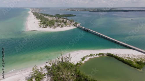 Aerial view of Longboat Pass and Anna Maria Island on Florida's gulf coast.