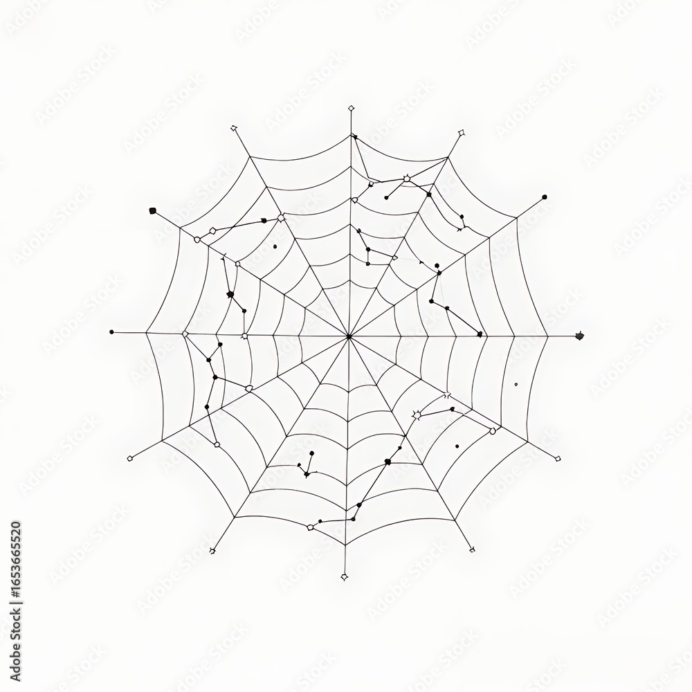 Obraz premium flat black and white of a spider web made of constellations
