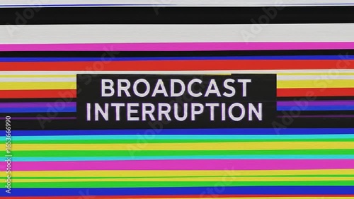 Broadcast Interruption Test Signal with Colorful Stripes, Graphic Display