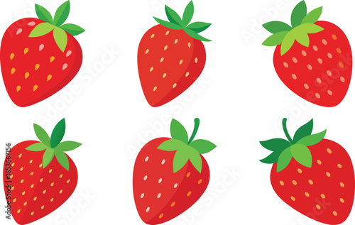 Sweet Strawberry Collection  Vibrant Red Berries, Perfect for Summer Designs