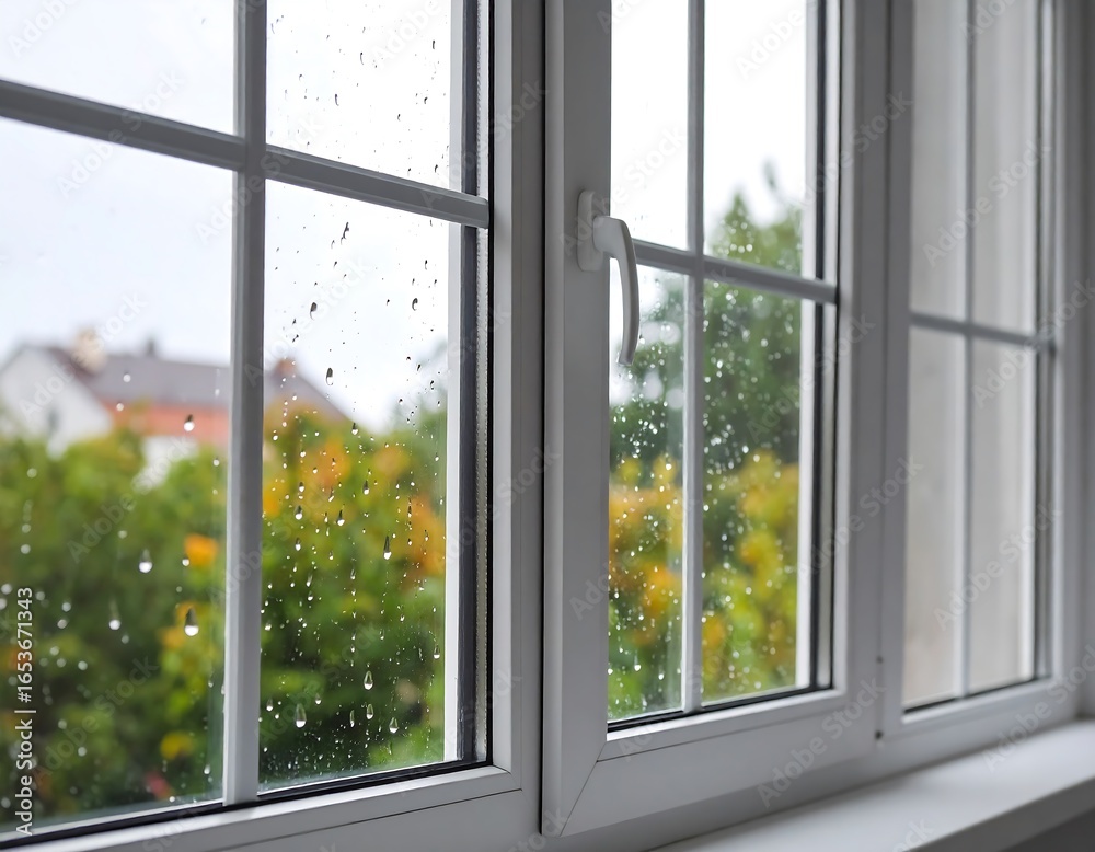 Fototapeta premium Rainy day view through a window