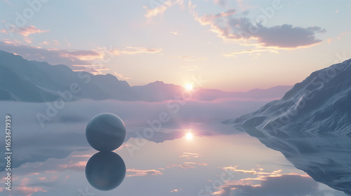 Sweet Pink Minimal Landscape Architecture Illustration