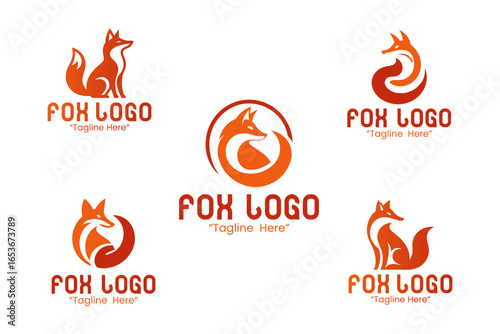 Fox Logo Set Modern Minimalist Animal Brand Design