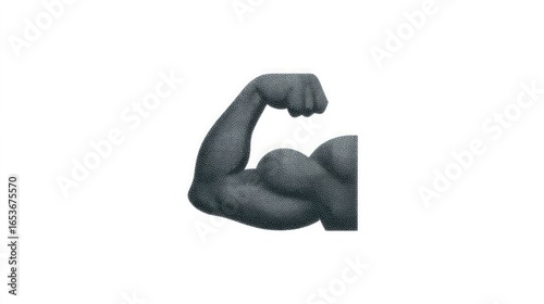 Bicep muscle flexed on white background