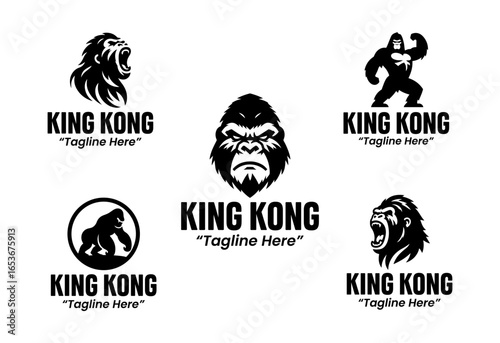 5 King Kong Logo Set Modern Minimalist Animal Brand Design