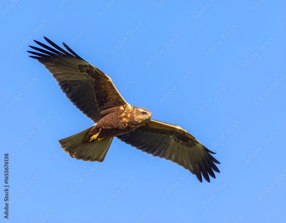 Fototapeta premium Raptor soaring in a clear blue sky