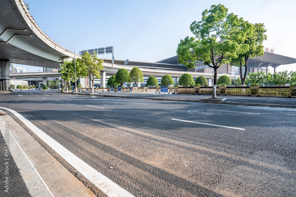 Fototapeta premium Empty urban road background