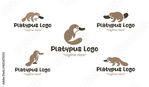5 Platypus Logo Set Modern Minimalist Animal Brand Design