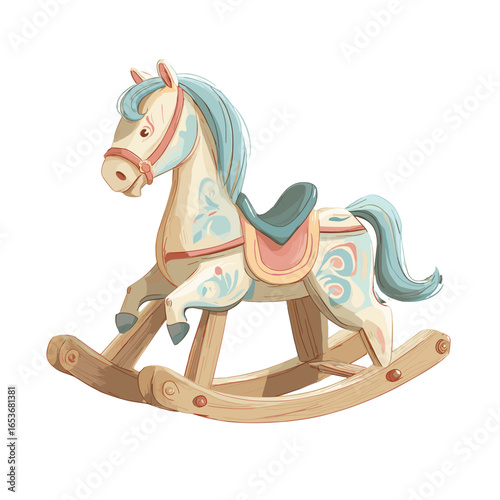 Rocking Horse of Nostalgia: A charming, handcrafted rocking horse, evoking a sense of vintage joy and childhood memories with its intricate details.