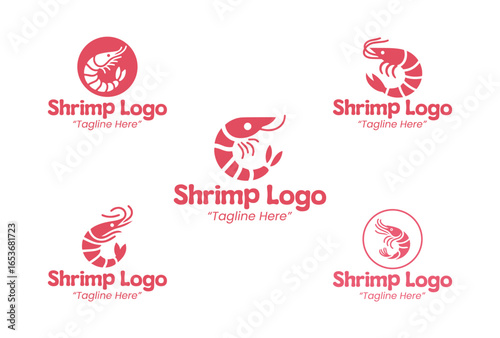 5 Shrimp Logo Set Modern Minimalist Animal Brand Design