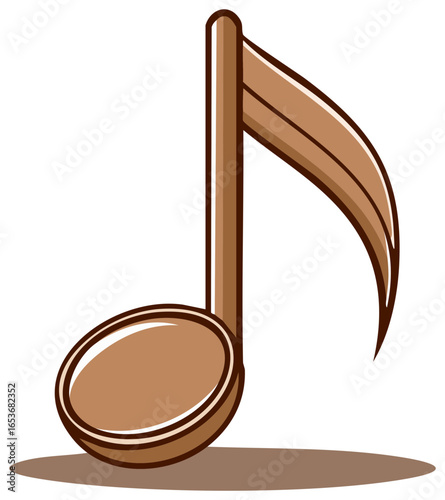 Brown musical eighth note illustration with a shadow effect