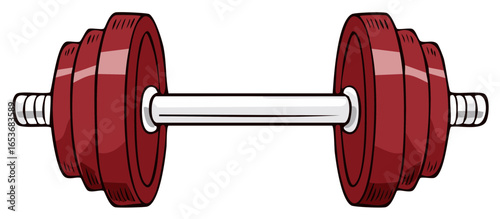 Red Dumbbell Illustration Weightlifting Fitness Gym Exercise Equipment