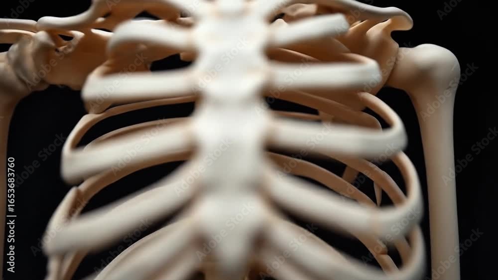 Rib cage injury anatomy close up showing fractured bone in the human ...