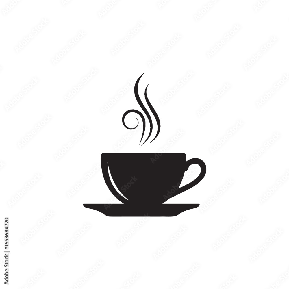 Obraz premium Tea Cup with Steam Swirl Silhouette Vector for Beverage, Relaxation, and Café Concepts