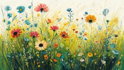 Vibrant floral meadow