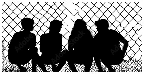 Backyard Rebels: Silhouette Quartet Leaning on Boundaries