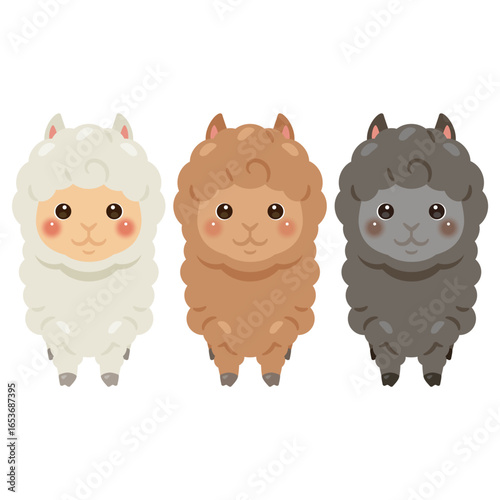 アルパカの色違いイラストセット