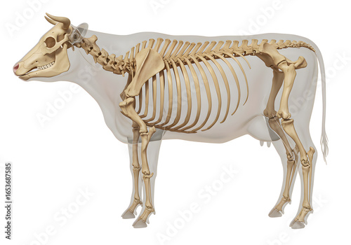 Cow skeleton anatomy illustration showing skeletal structure for scientific purposes