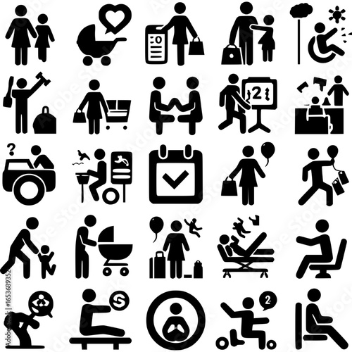 Leben als Symbol – Schwarz-Weiß Aktivitäts-Icons - 2
