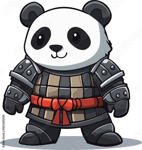Cartoon illustration of a panda wearing armor
