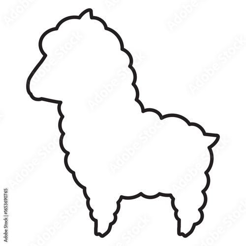 横向きのアルパカの線画