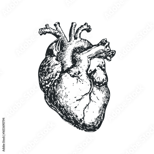 Vintage Anatomical Drawing of a Human Heart