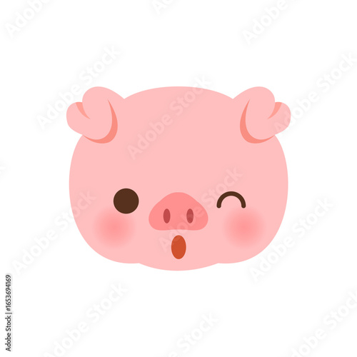 Cute pig face design element.