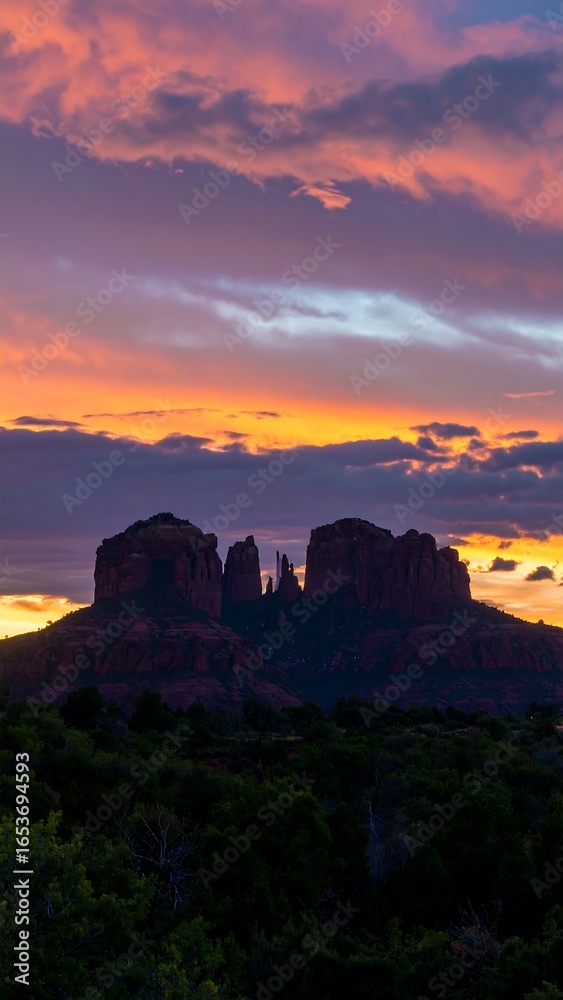 Fototapeta premium Dramatic sunset over buttes